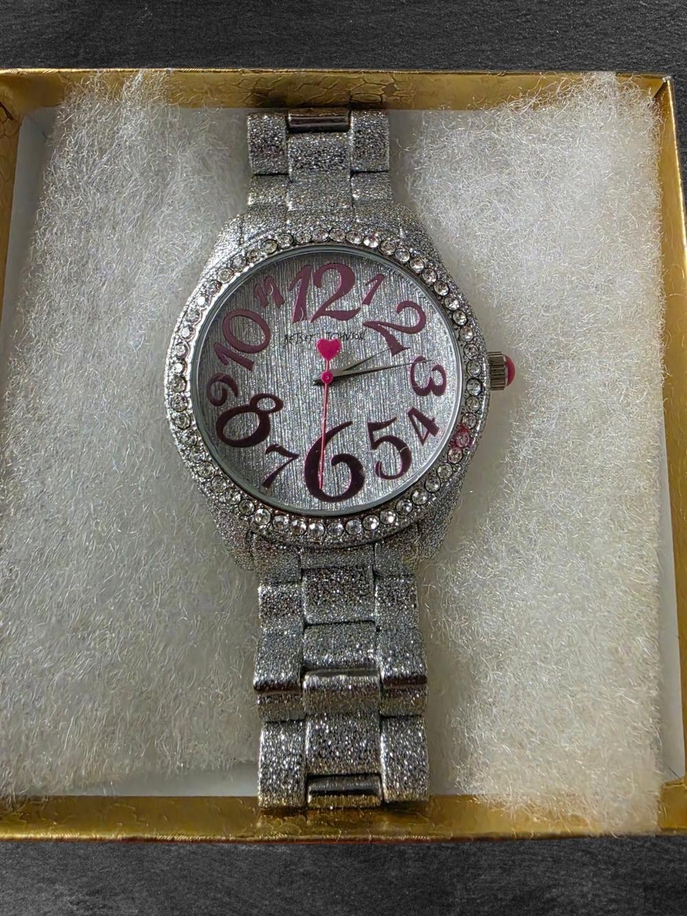 Betsey Johnson Silver With Pink Accents Watch